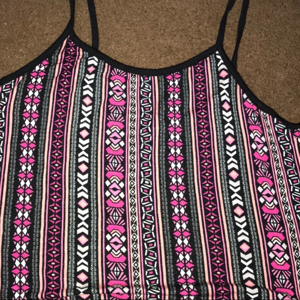NEW  Pink Tribal Crop Top w/ open string sides